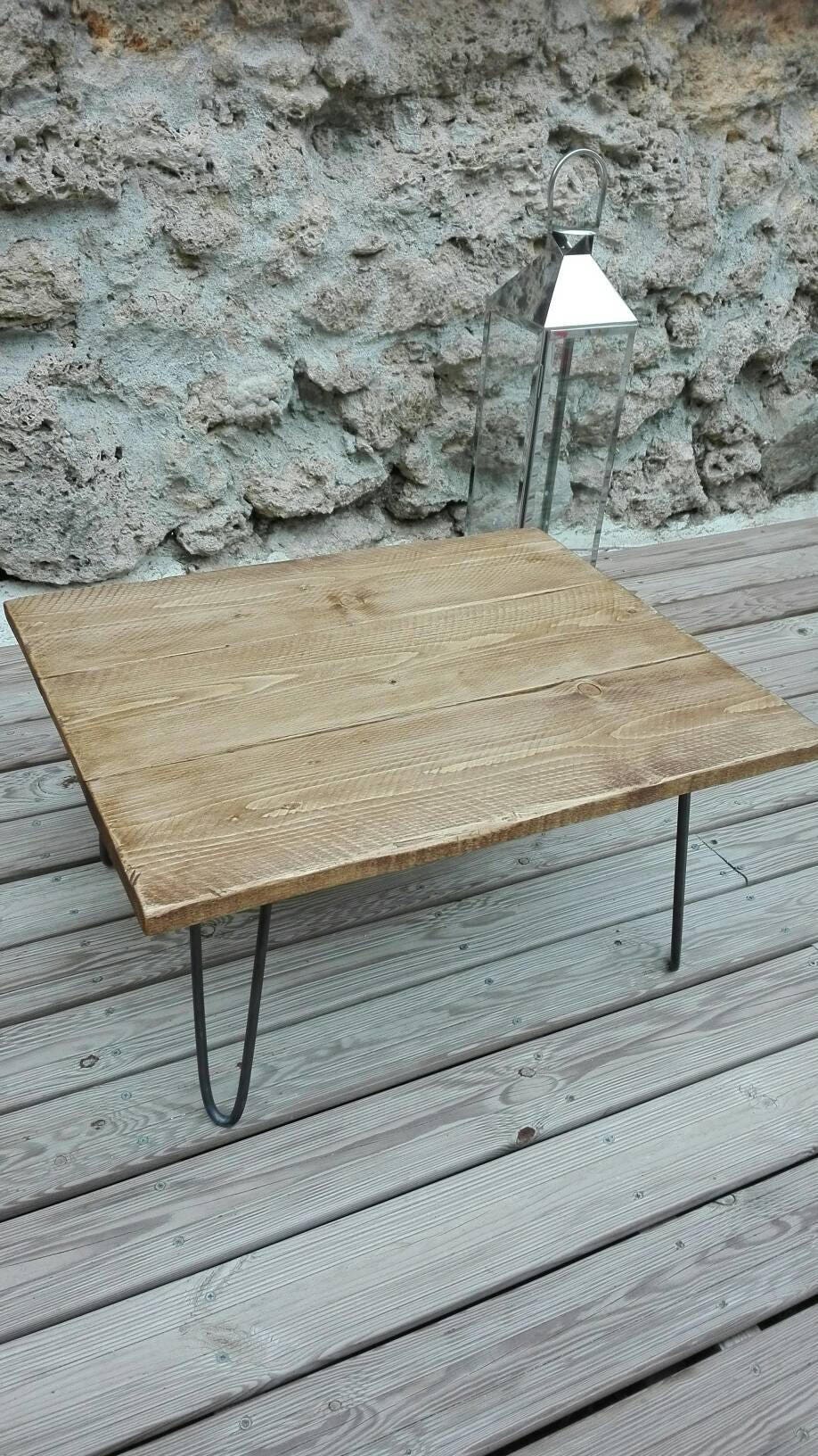 Table Basse 70 cms X 60 cms, Esprit Scandinave Industriel, Pieds Acier