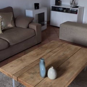 Unique Scandinavian coffee table, solid wood, white legs 100cms x 73cms