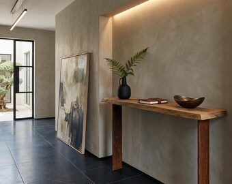 Console en bois et acier corten