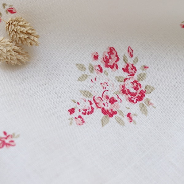 SAMPLE - Petite Fleur on Oyster Linen | Sample Size 20cm x 15cm.