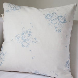 Lyon Blue Square Cushion on Oyster Linen