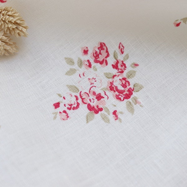 Petite Fleur on Oyster Linen | per m