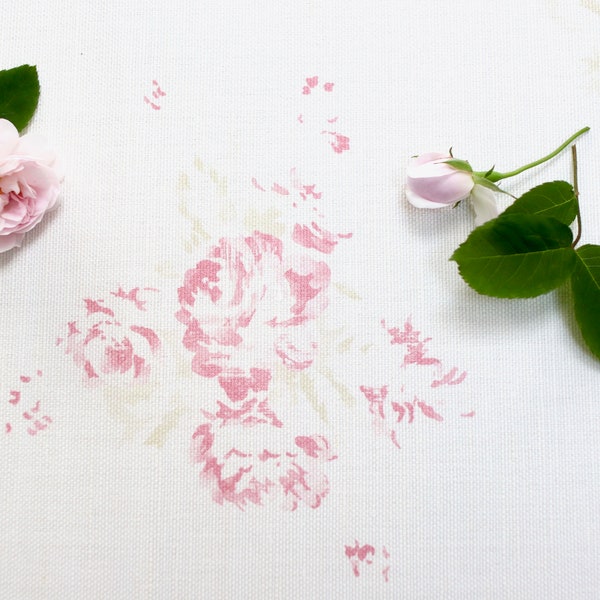 SAMPLE - Camille Antique Rose on Oyster Linen | Sample Size 20cm x 15cm.