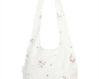 Petite Fleur  Faded Floral ‘Camille' beach bag on oyster linen.