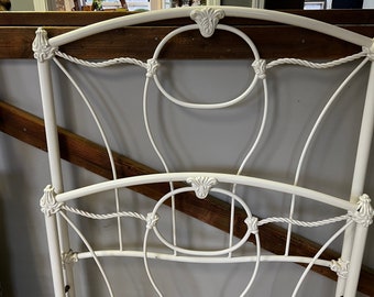 Twin Vintage White Metal Headboard and Footboard Note: Shipping is Not Free  See Shipping Options in Description