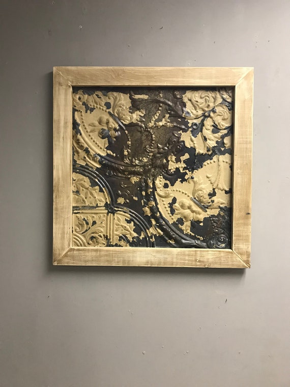 Framed Antique Tin Ceiling Tile Etsy
