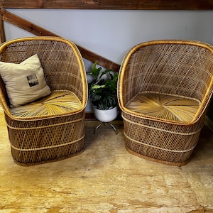 Unique Pair of Rattan Buri Chairs. Please Note: Shipping is Not Free  See Shipping options in Description