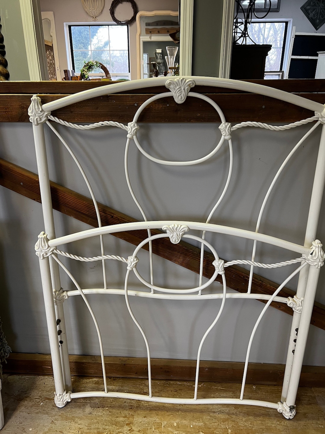 Twin Vintage White Metal Headboard and Footboard Note Shipping is Not