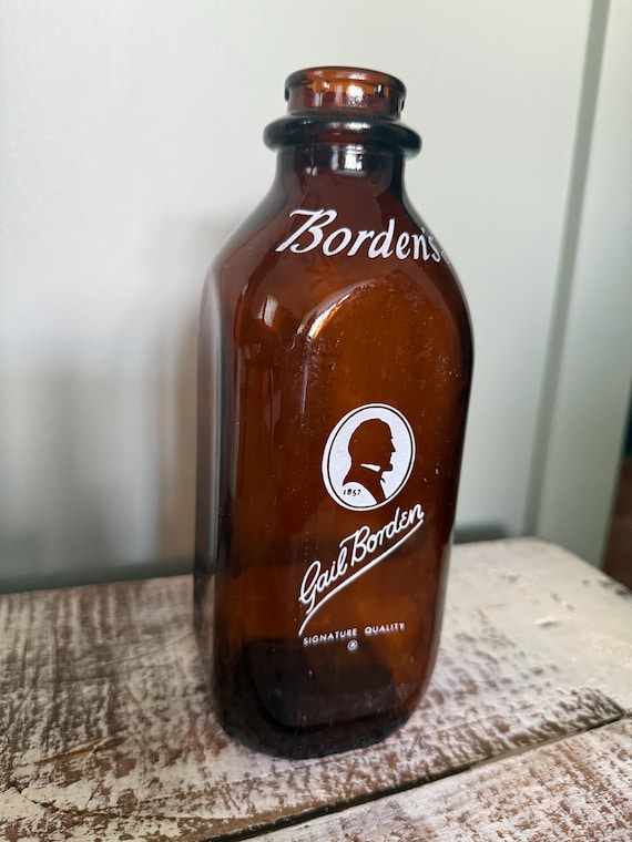 Vintage Borden's Amber Glass Quart Size Milk Bottle - Etsy