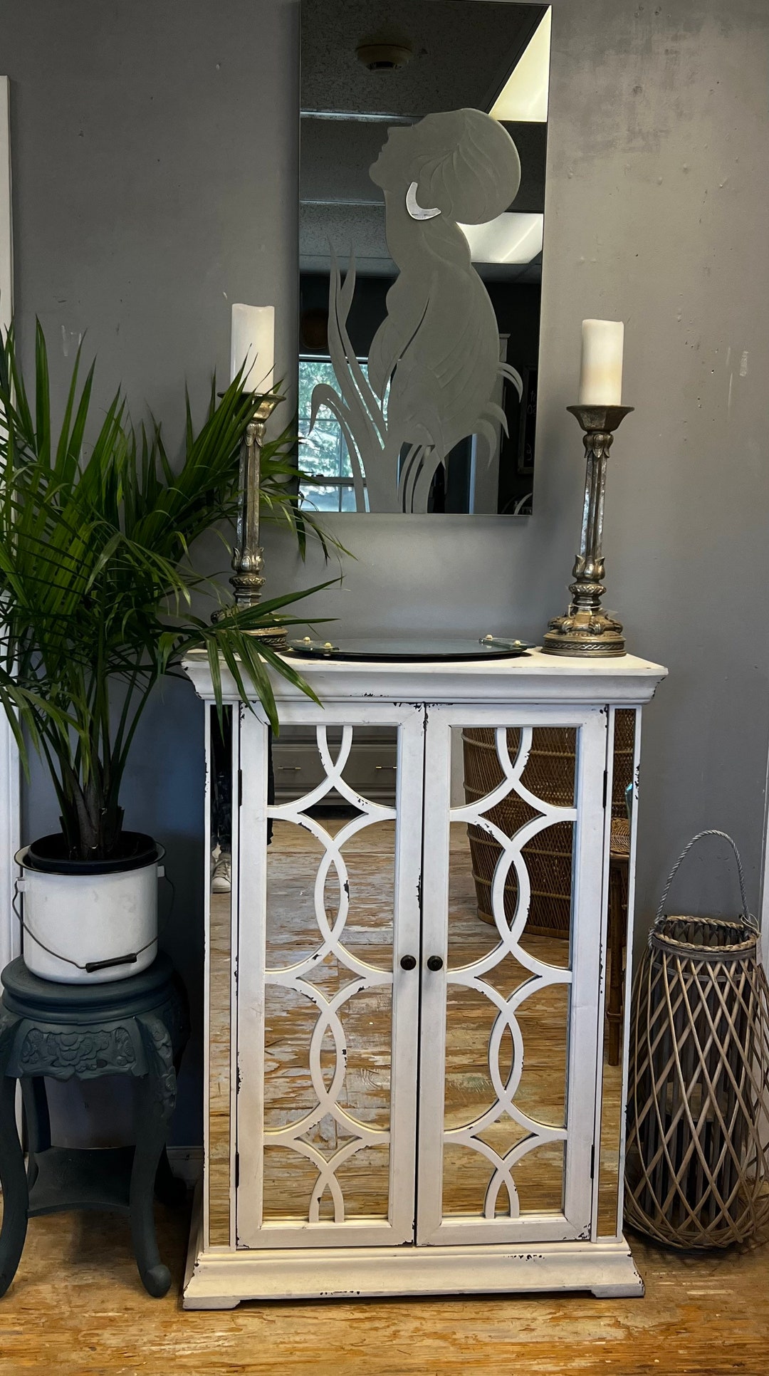 Distressed White Mirrored PLEASE NOTE Shipping is Not Free