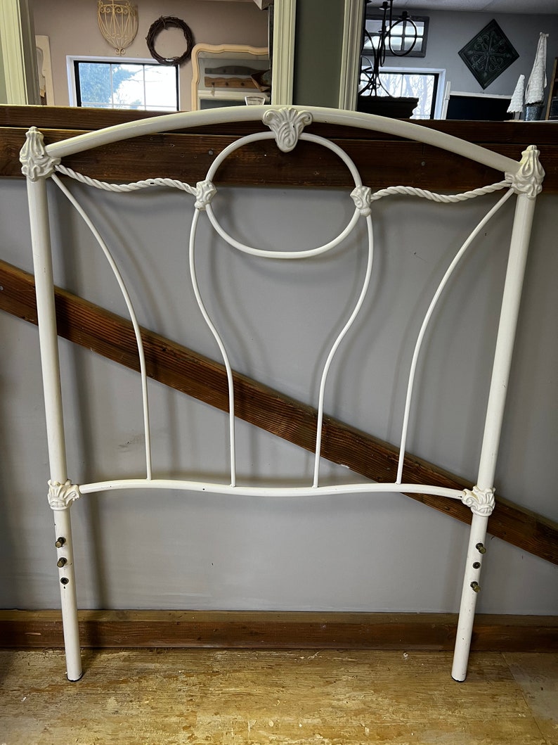 Twin Vintage White Metal Headboard and Footboard Note Shipping is Not