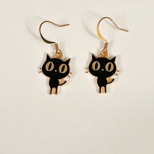 Black Cat Dangle Earrings