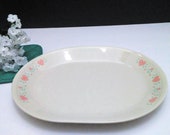 FOREVER YOURS Platter Beige with Pink and Turquoise Corelle Oval Plate PYREX Corning LoVe
