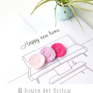 Conjunto de tarjetas de felicitación impresas y de ganchillo Feliz nuevo hogar + Patrón de crochet Tarjetas imprimibles Nuevo hogar Viviendo juntos Abuela planta de cactus cuadrada DIY