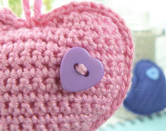 Heart Crochet Pattern THREE HEARTS Amigurumi key chain key ring Punto Art Design baby gift easy patterns