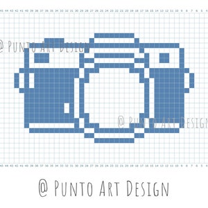 GRID PATTERN 16 CHARTS Photo Camera Design Graph for knitting and crochet photography C2C Graphgan Filet pdf pixel art mosaic crochet chart image 2