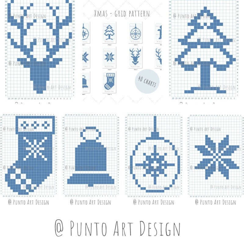 Christmas Mosaic Crochet Pattern: 40 Grid Charts (digital Download