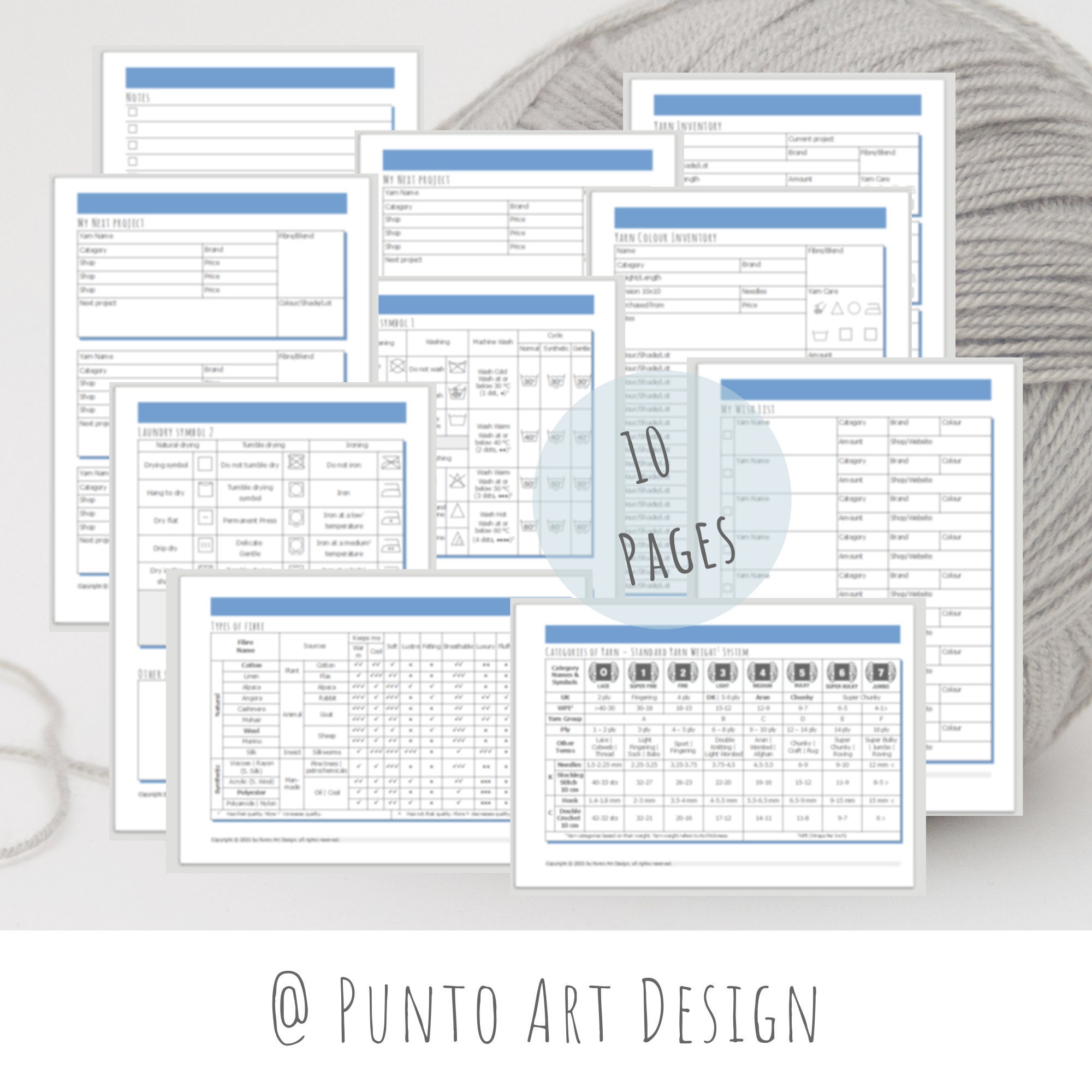Yarn Inventory Set Printable Stash Tracker Yarn Organization Etsy