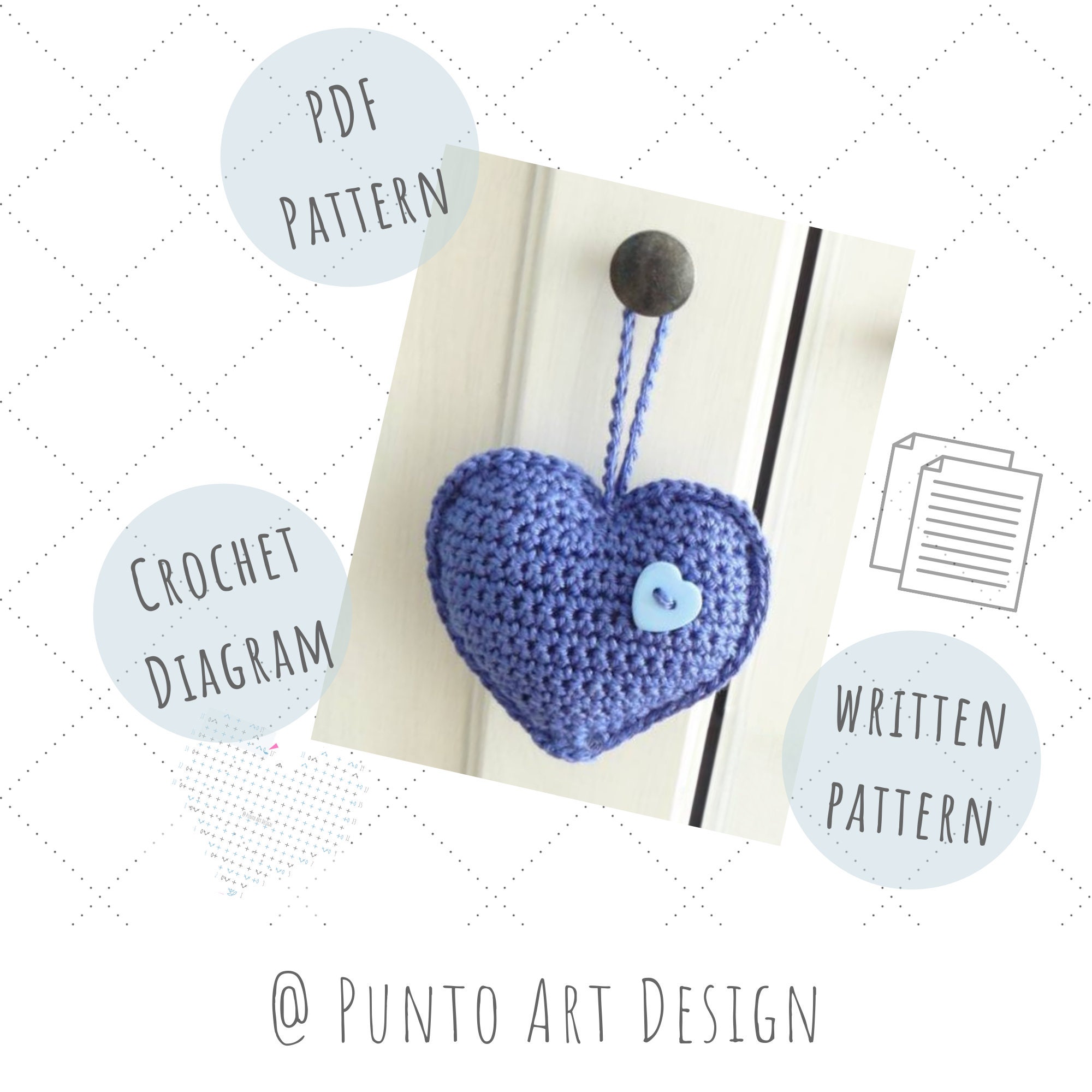 Crochet Stuffed Heart Pattern Crochet Hanging Heart Decoration Heart