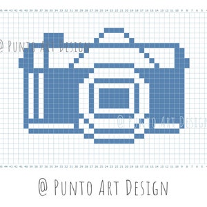 GRID PATTERN 16 CHARTS Photo Camera Design Graph for knitting and crochet photography C2C Graphgan Filet pdf pixel art mosaic crochet chart image 3