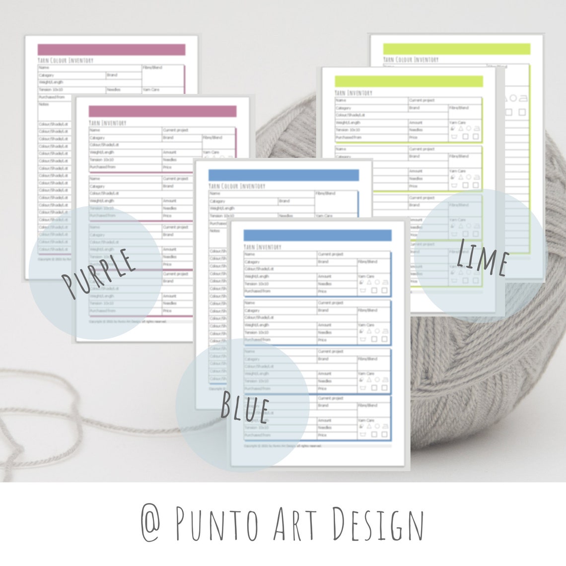 Yarn Inventory Set Printable Stash Tracker Yarn Organization Etsy
