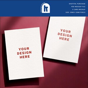 Elegante modello di cartolina | Sfondo bordeaux | Modello PSD per 2 carte | Download digitale