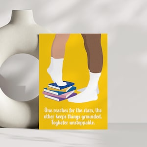 Empowerment Couple Card – "Together Unstoppable" – Feminist Printable Card – Digital Download – A5 PDF Love Card – Yellow Background