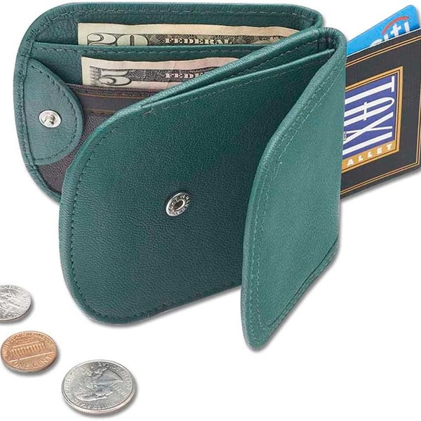 Taxi Wallet - Leather,Dragonfly – A Simple, Compact, Front Pocket, Folding Wallet, that holds Cards, Coins, Bills, ID – for Men & Women