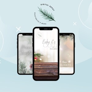 Christmas Phone Wallpaper Trio - Holiday Background Bundle for Instant Download, Festive Phone Screen Savers