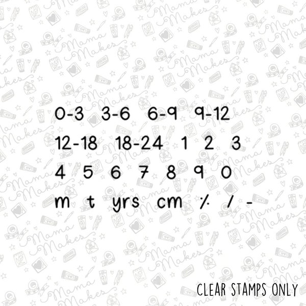 Mama Makes - Children's Clothing Sizes For Garment Labels - Clear Stamp Set