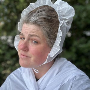 18th Century Women’s Wide Lappet Linen Cap: Summer Weight