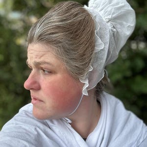 18th Century Women’s Square Lappet Linen Cap: Summer Weight