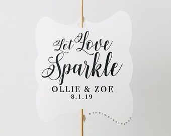 Wedding Sparkler Tag - Let Love Sparkle - Set of 24-Sparkler Sleeves, Custom Sparkler Tags, Sparkler Send Off