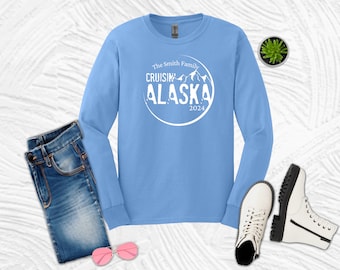 Alaska Cruise Long sleeve, Alaska Cruise shirt, Cruise shirt with ports, Cruise souvenir shirt, Alaska Travel Shirt, Family trip shirt, 2024