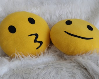 Kissing Face Emoji pillow |Slightly Smiling Face | Whistling emoji cushion | Silly face