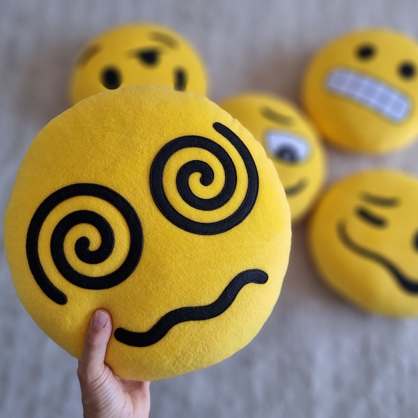 Emoji Face pillow with Spiral Eyes | Dizzy Face