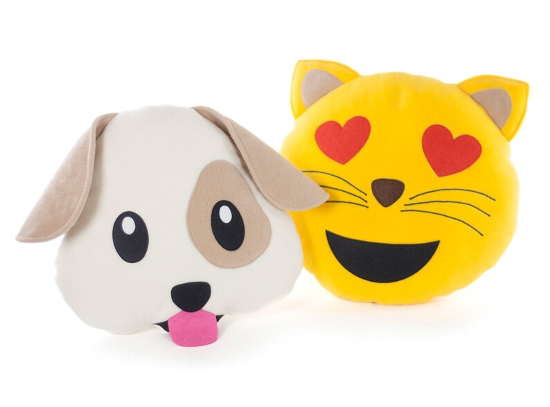 Cat Lover Emoji Pillow Valentine's Emoji Pillow Yellow Etsy