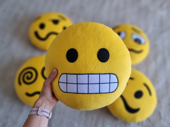 Grimacing Face emoji pillow Eek Awkward face Nervous emoji cushion