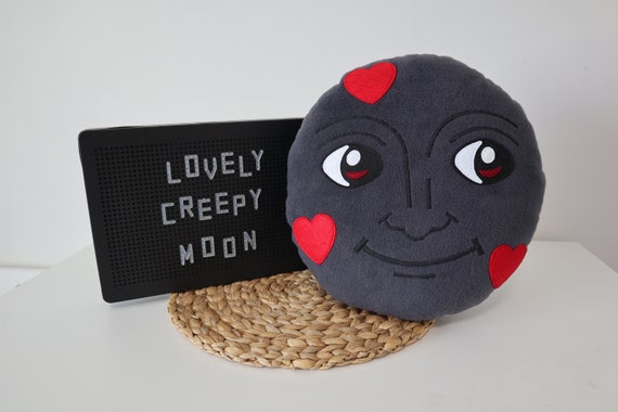 Lovely moon face pillow Creepy moon emoji cushion Custom made plush emoji
