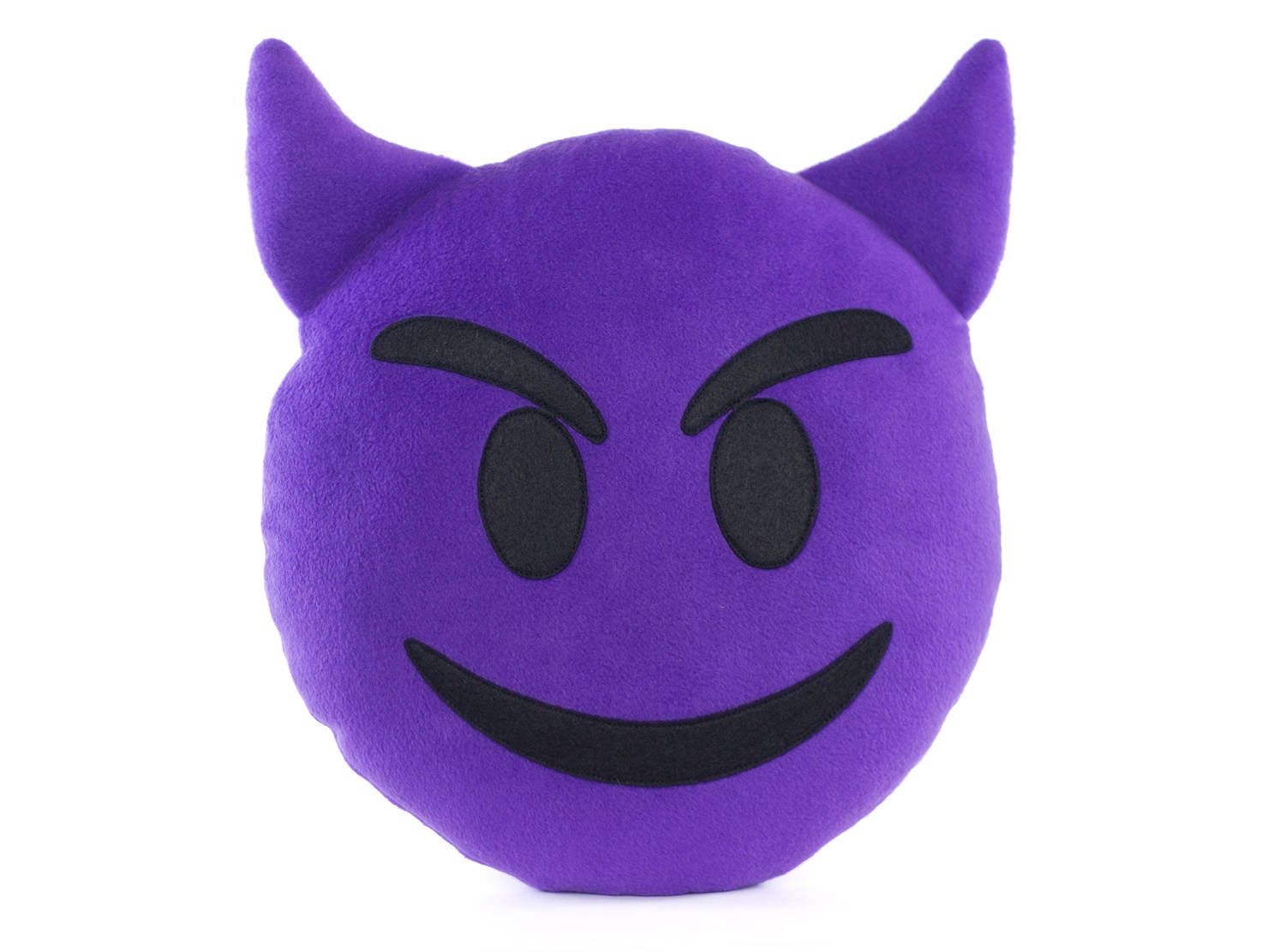Purple Devil Emoji Face Pillow Imp Face Emoji Plushie Smiling Face With Horns Etsy Canada