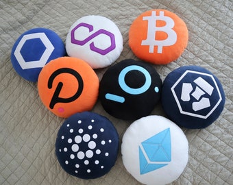 Cryptocurrency pillows | CRO | Polygon | Chainlink | GRT | DOT | Cardano| Bitcoin | Ethereum