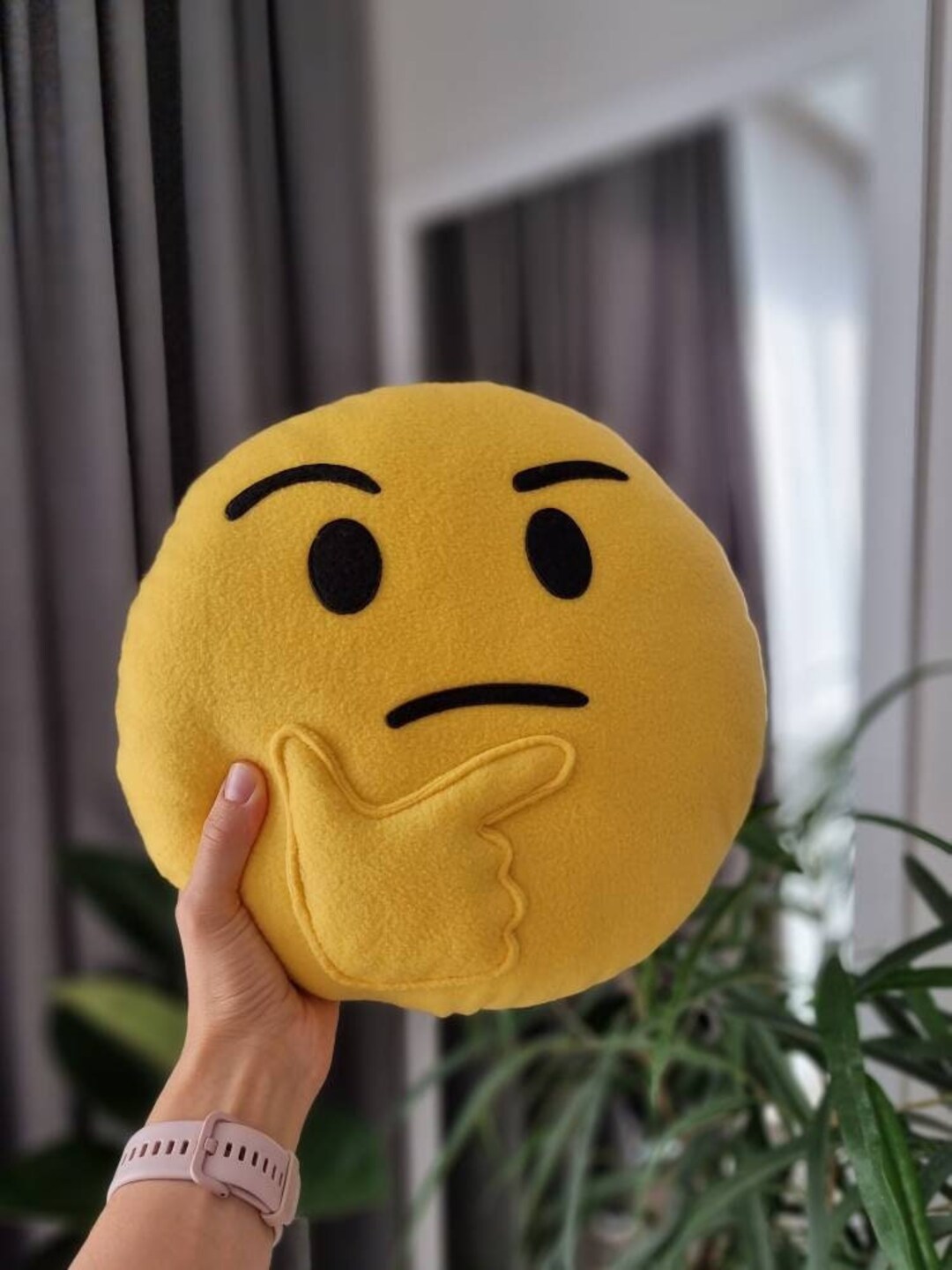 cursed hand emoji, scary and funny smiley face. - Cursed - Pillow