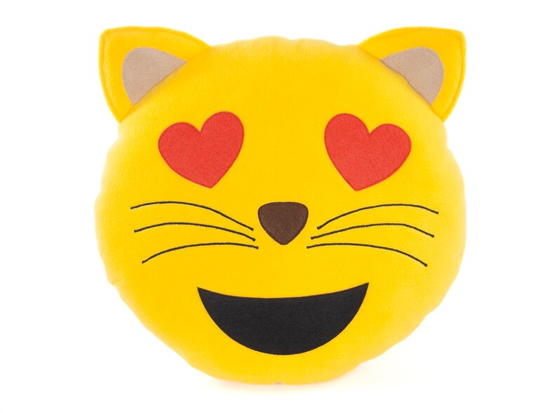 Cat Lover Emoji Pillow Valentine's Emoji Pillow Yellow Etsy
