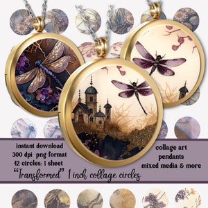 Digital collage sheet/ 1 Inch circle printable/ cabochon/ Digital graphics/ PNG, instant download, printable/ Cabochon/ Pendants/ Ephemera