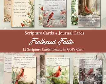 Gods Card Scripture Cards Download Bible Verses Journal Cards, Elegance Bible Journaling Junk Journal Supplies Ephemera Florals Cardinals