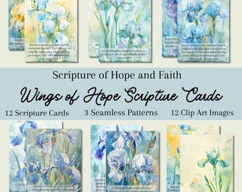 Hope, Faith Journaling, Journal Card, Prayer Cards, Scripture, Bible Journaling, Christian Art, Digital Journal Kits, Prayer Kits, Iris