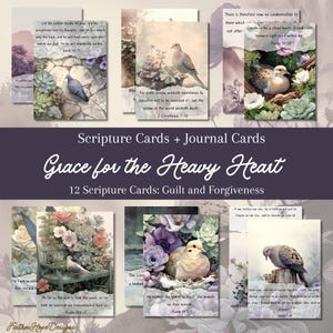 Culpabilité, guérison, cartes bibliques à télécharger versets de la Bible cartes pour carnet, élégance tenue d'un journal biblique indésirable Fournitures pour carnets Fleurs éphémères oiseaux