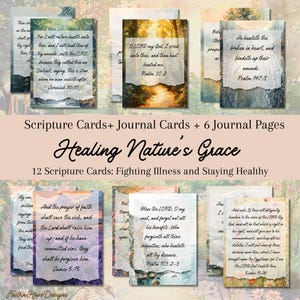 Cartões de escritura de cura, cartões de diário cristão, cartões de versículos bíblicos, Natured Inspired, Encorajamento espiritual, Escritura KJV baseada na fé