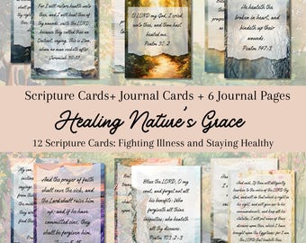 Healing scripture cards, Christian Journaling cards, Bible verse cards, Natured Inspired, Spiritual Encouragement, Faith Based KJV Scripture