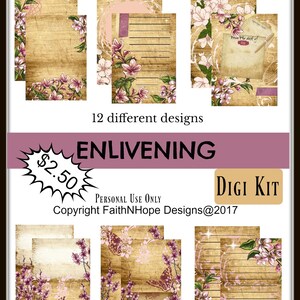 Enlivening-Junk Journal-instant downloads-printable-prayer journal- journal-journal kit-cherry blossom-shabby chic